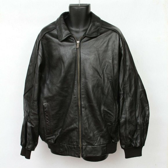 M Julian MJ 79 Wilsons Leather Black Pebbled Leather Full Zip Jacket Mens L - Picture 1 of 8